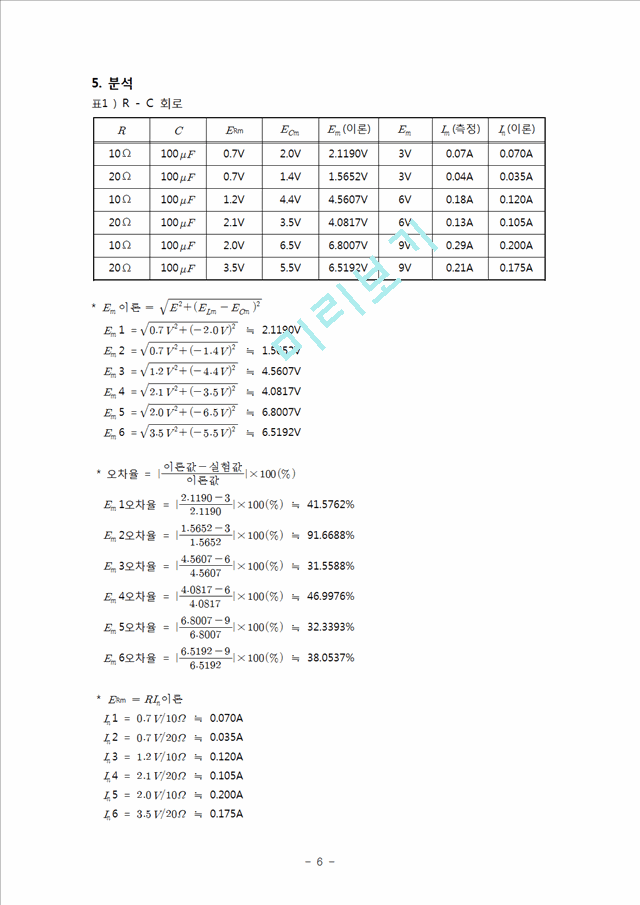 [자연과학][일반물리학 실험] R-L-C 회로 측정.hwp